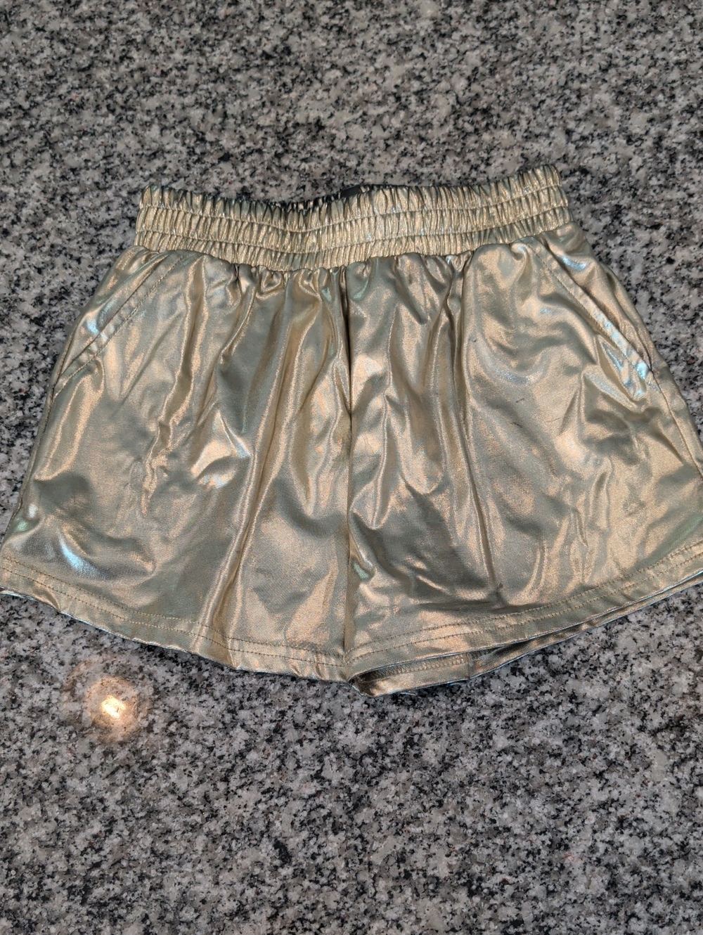 Lola + The Boys Metallic Gold Elastic Waist Shorts